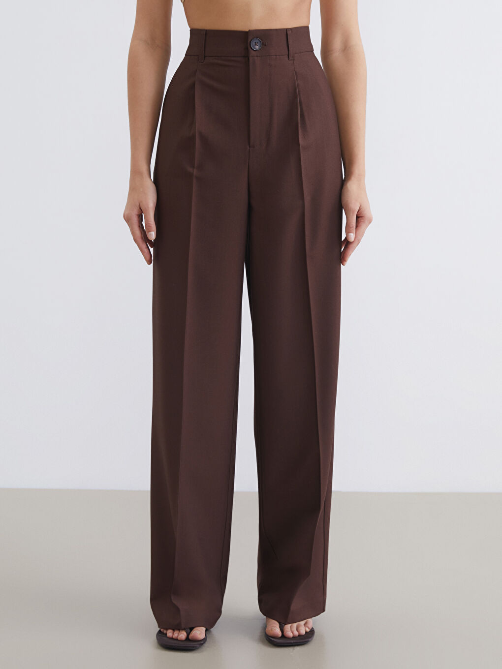 Woman BROWN Formal Dress Trousers-1
