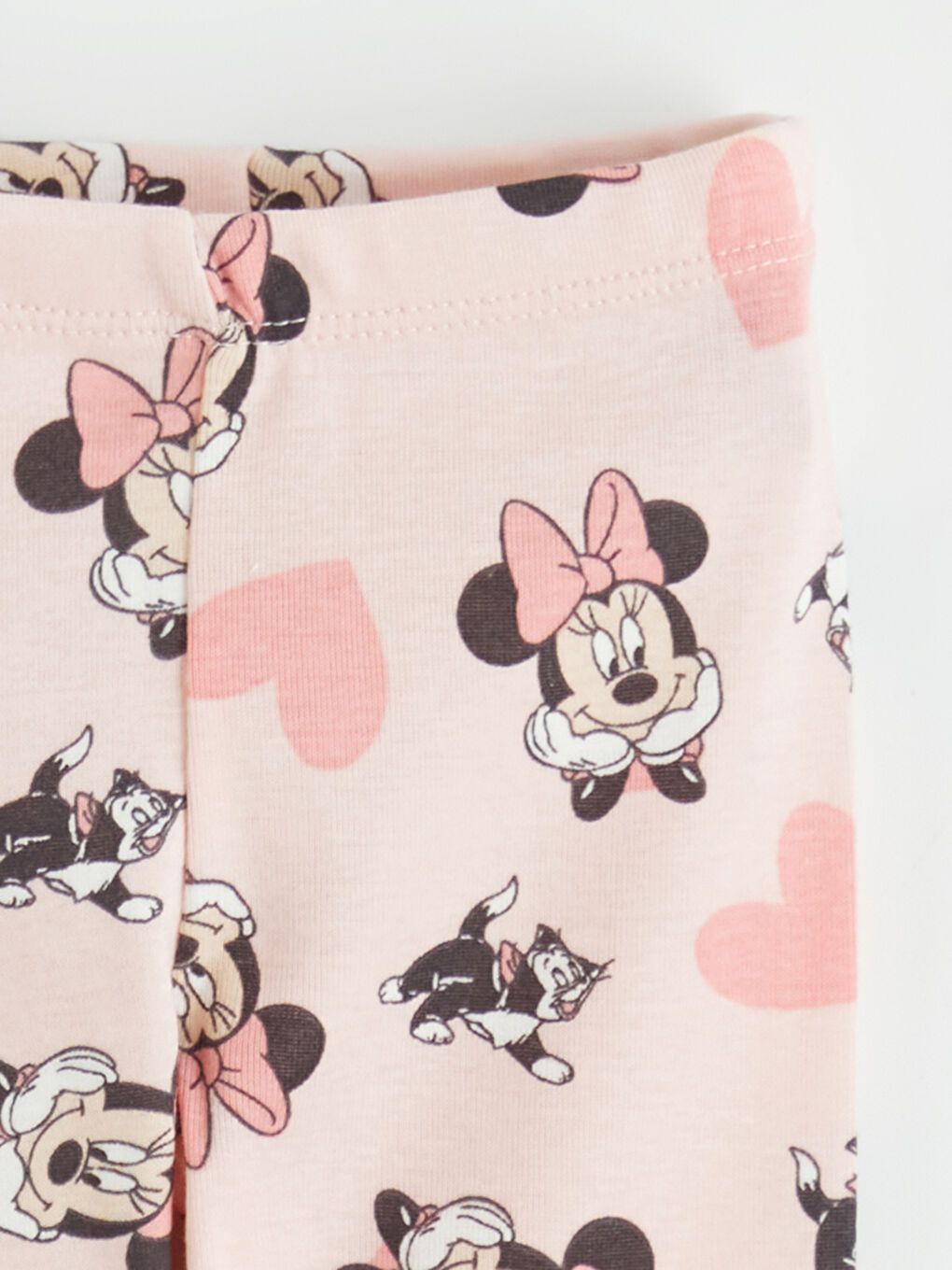Pembe Bisiklet Yaka Minnie Mouse Baskılı Kız Bebek Çıtçıtlı Body ve Tayt-6