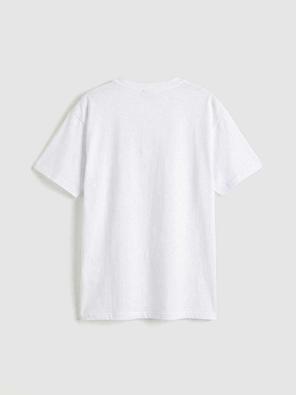 Beyaz Bisiklet Yaka Baskılı Kız Çocuk Tişört-1