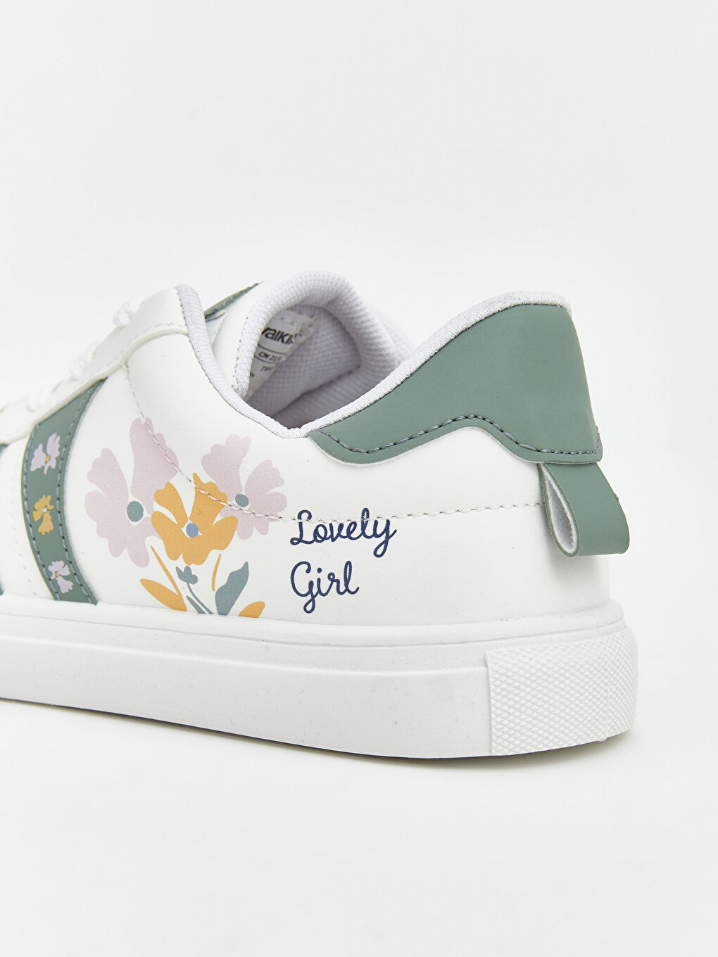 Beyaz Bağcıklı Çiçek Desenli Kız Çocuk Spor Ayakkabı-4