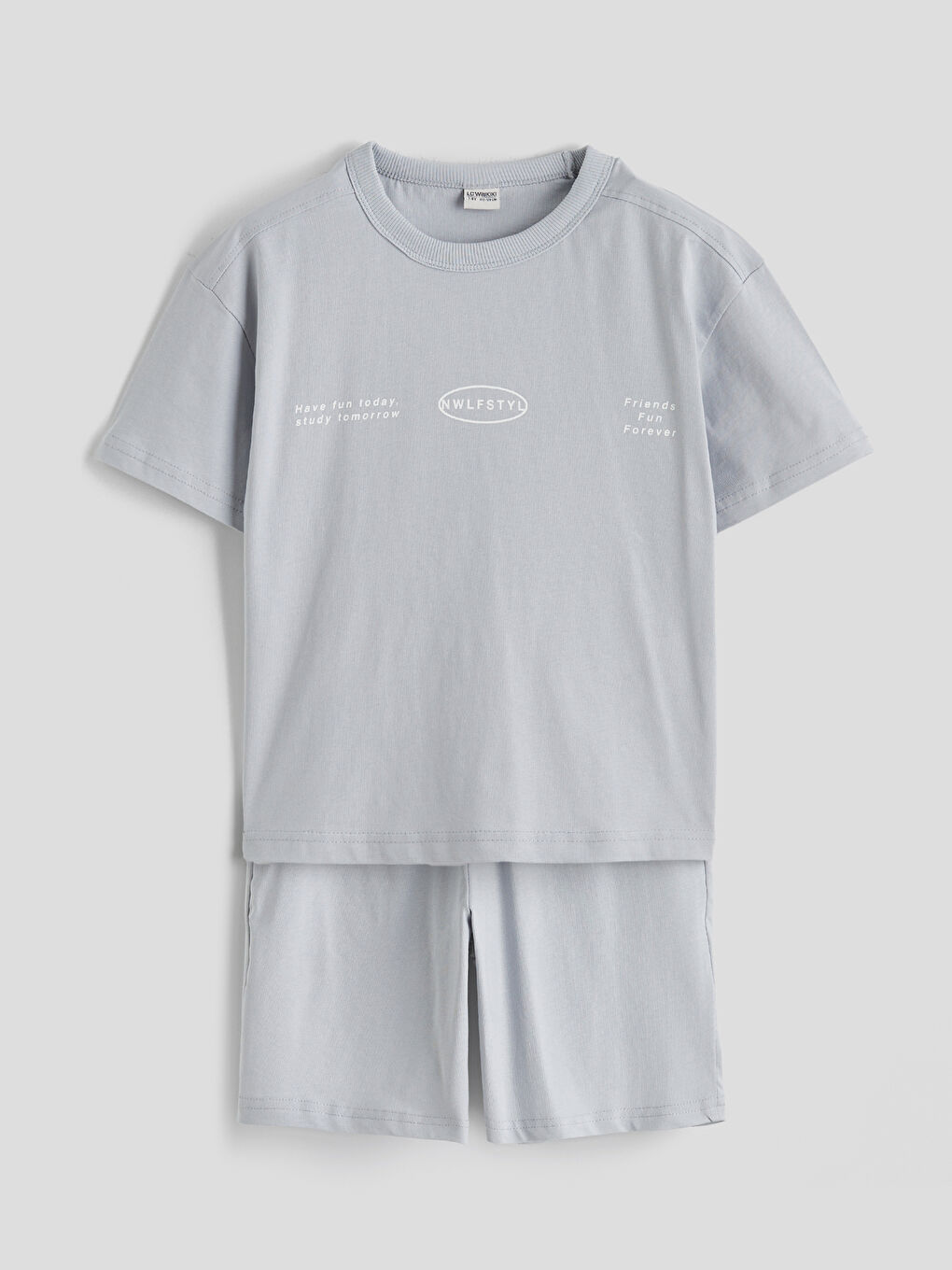 Gri Baskılı Erkek Çocuk Tişört ve Şort