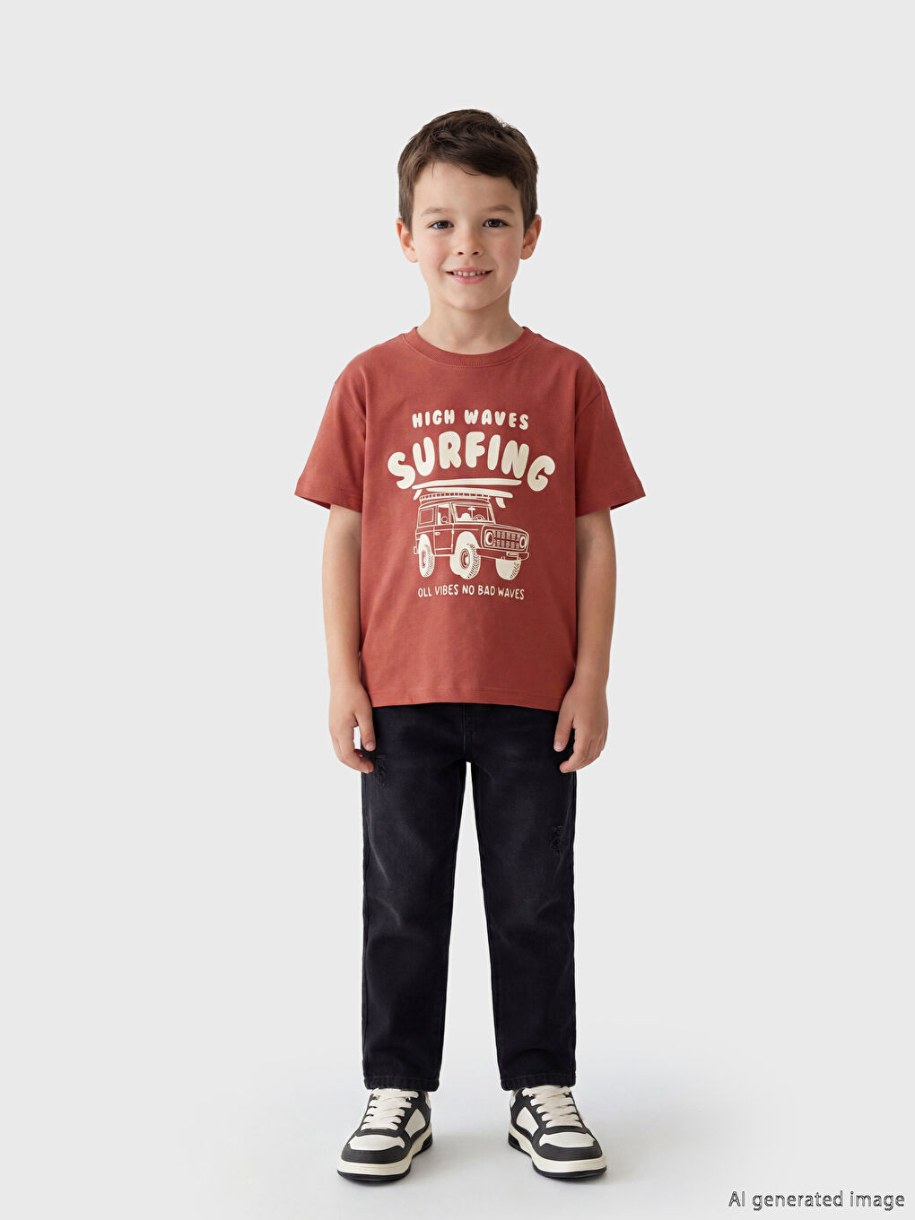 Футболка с круглым вырезом с принтом для мальчиков-1