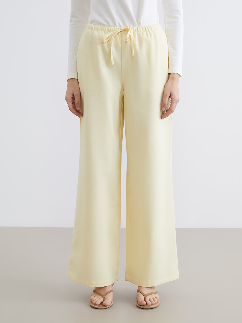 Elastic Waist Wide Leg Women's Muslin Trousers-1