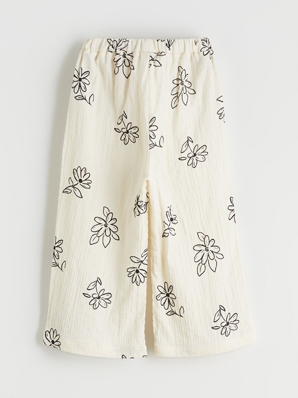 Ekru Beli Lastikli Çiçekli Kız Çocuk Pantolon-2
