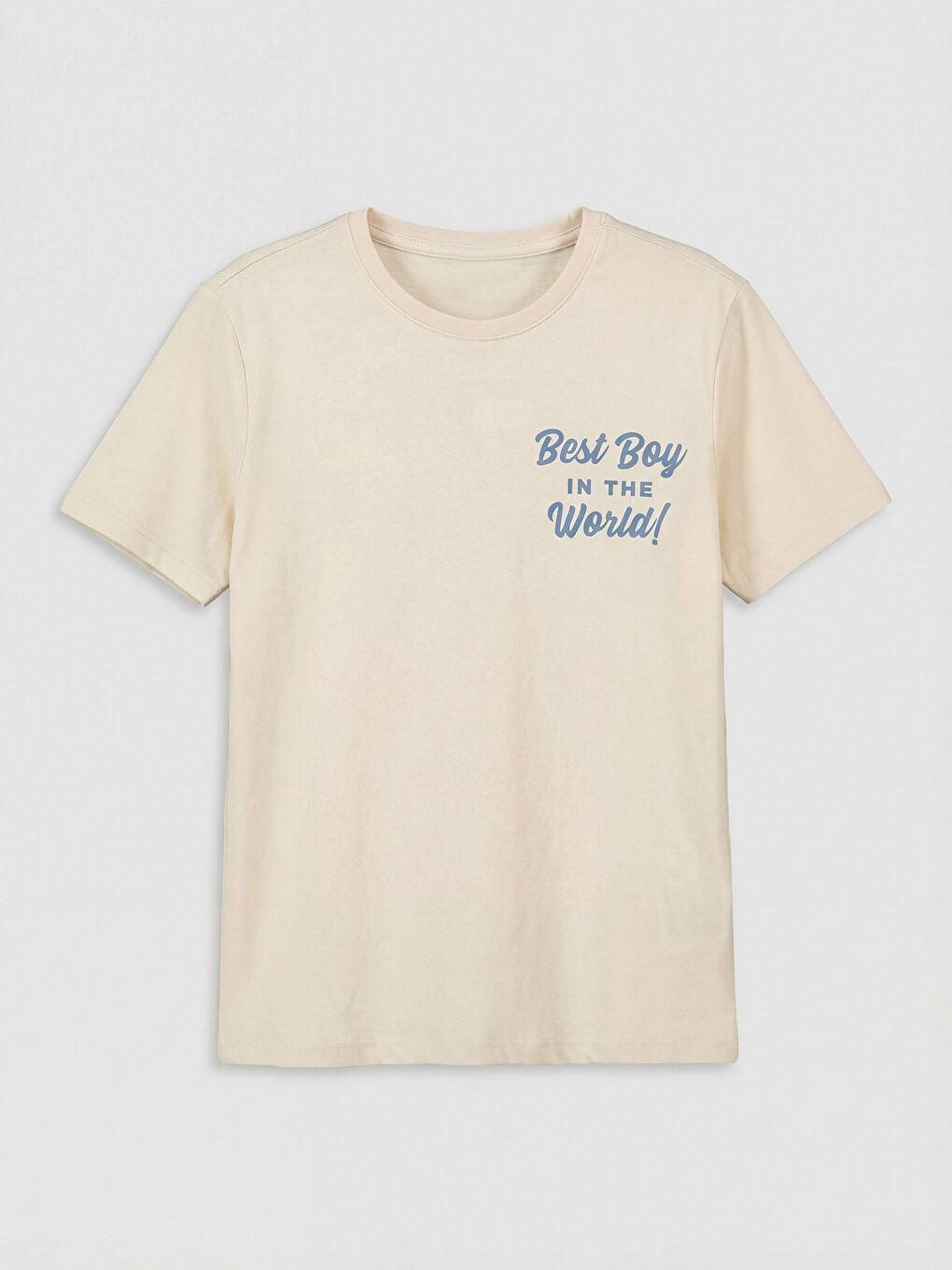 Bej Bisiklet Yaka Erkek Çocuk Şortlu Pijama Takımı-2