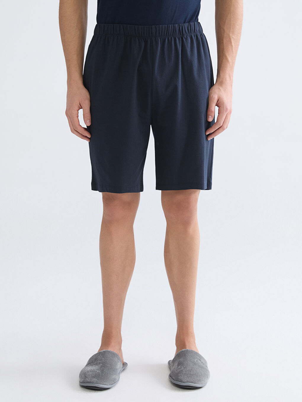 Lacivert Standart Kalıp Erkek Pijama Alt Şort-1