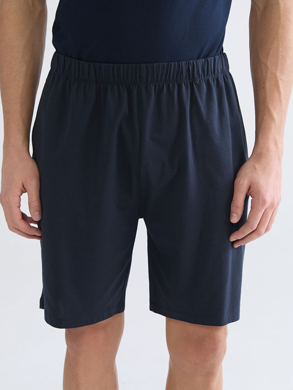 Lacivert Standart Kalıp Erkek Pijama Alt Şort-2