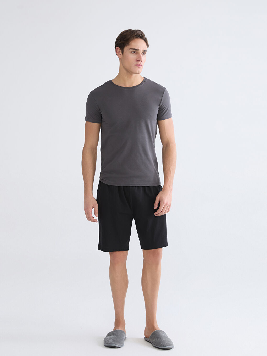 Siyah Standart Kalıp Erkek Pijama Alt Şort