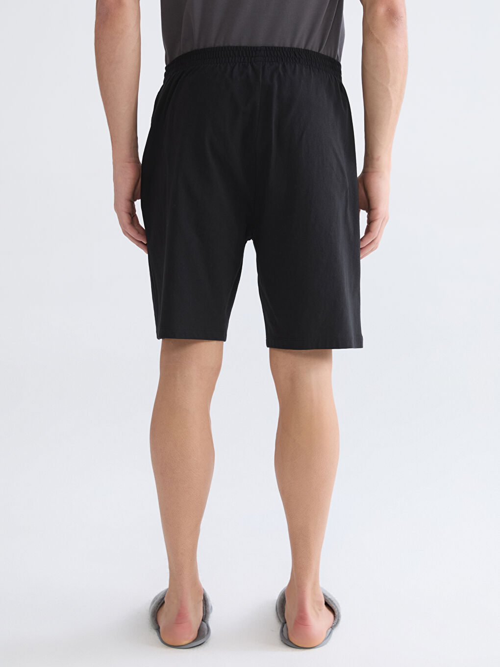 Siyah Standart Kalıp Erkek Pijama Alt Şort-3