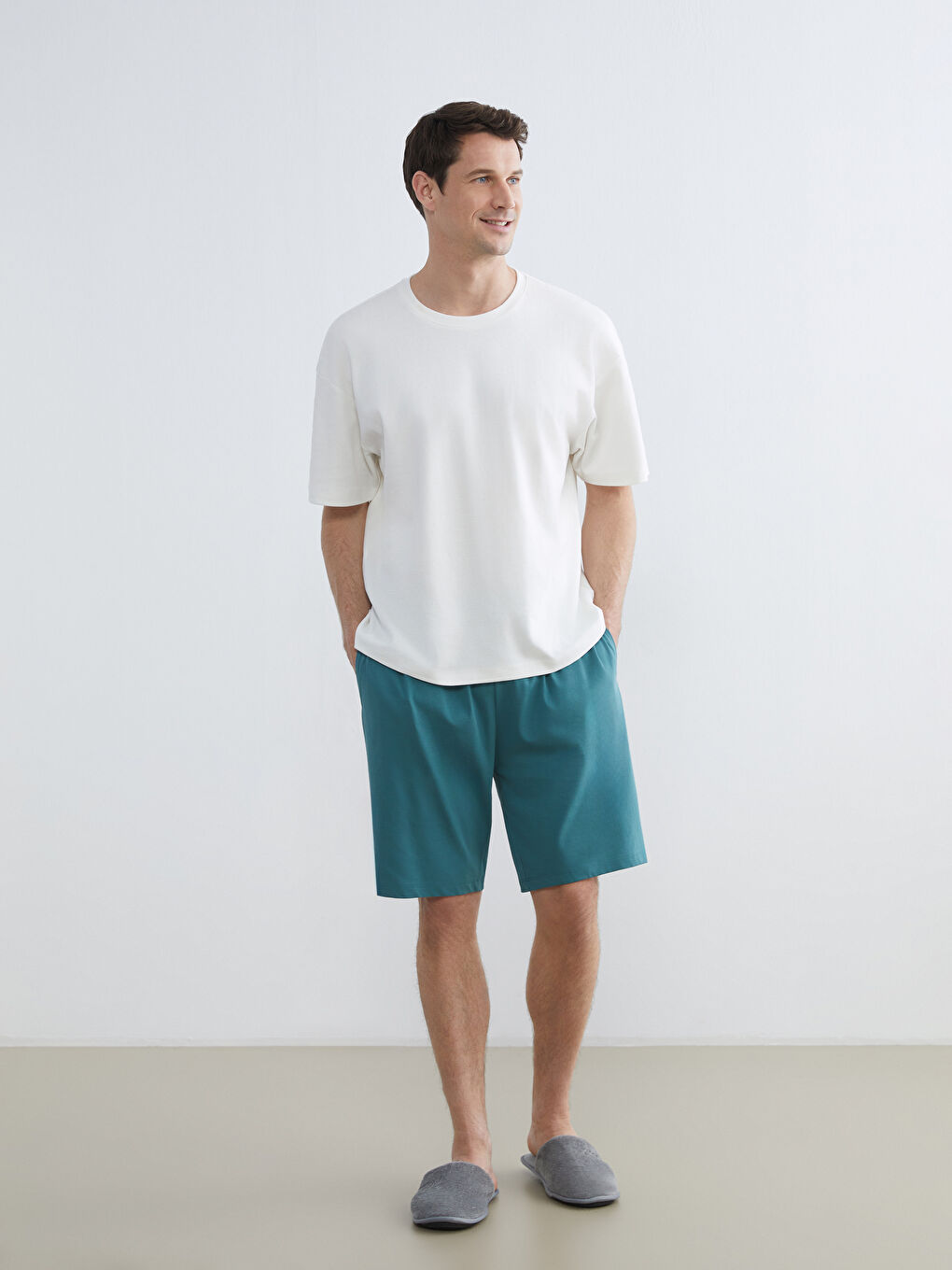 Yeşil Standart Kalıp Erkek Pijama Alt Şort