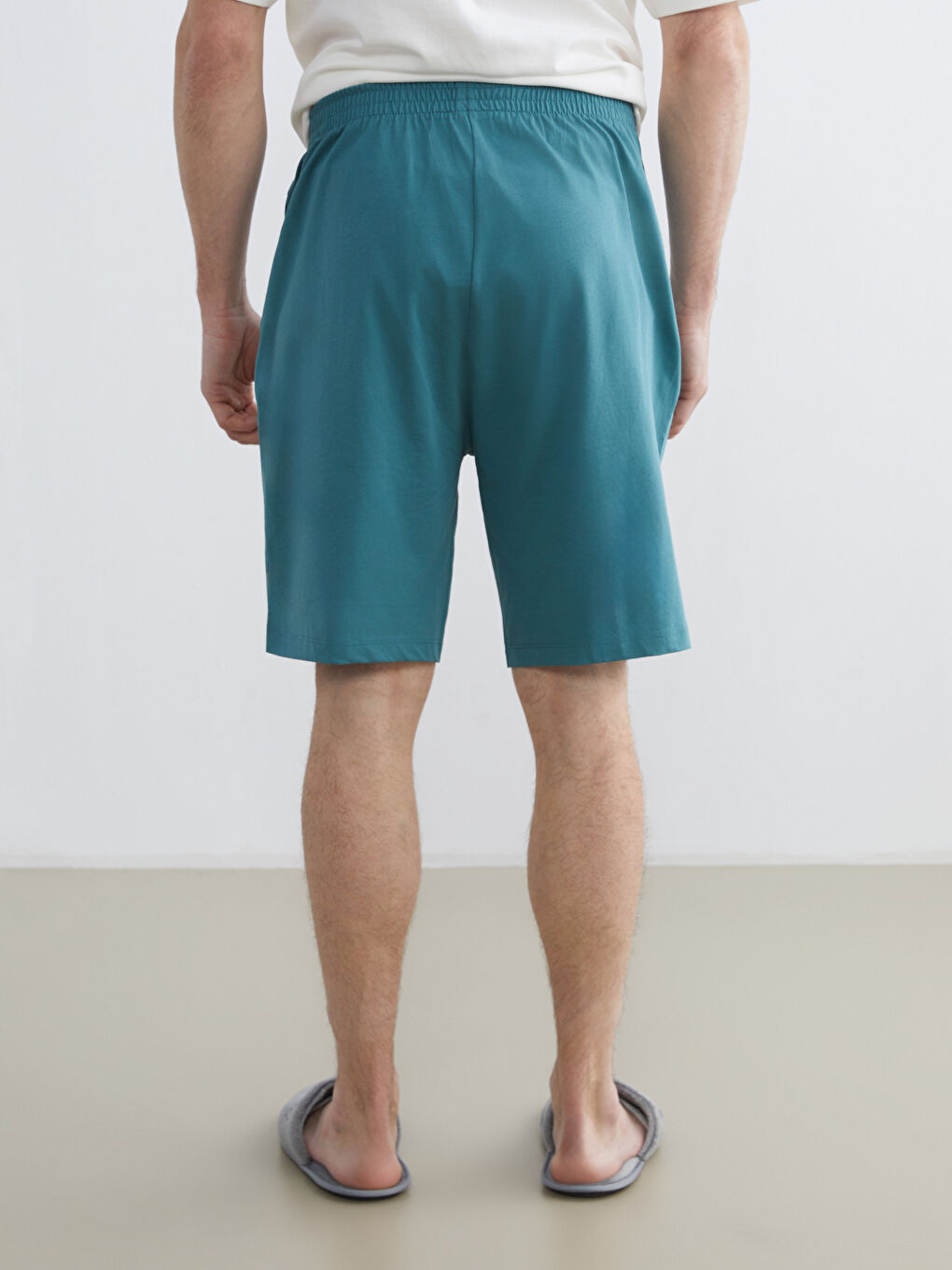 Yeşil Standart Kalıp Erkek Pijama Alt Şort-3