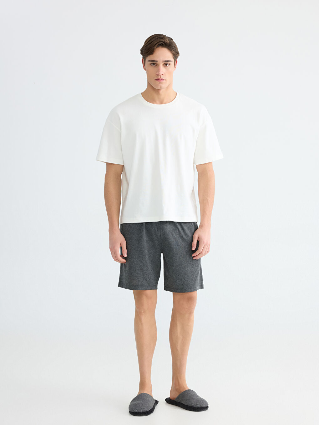 Antrasit Standart Kalıp Erkek Pijama Alt Şort