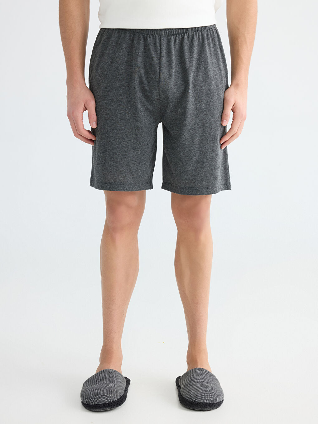 Antrasit Standart Kalıp Erkek Pijama Alt Şort-1