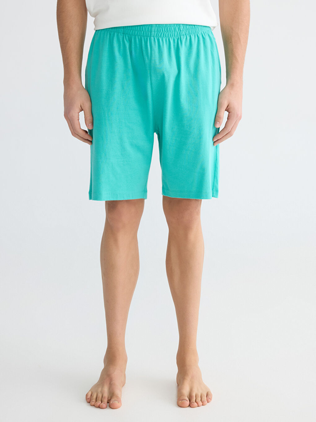 Yeşil Standart Kalıp Erkek Pijama Alt Şort-1