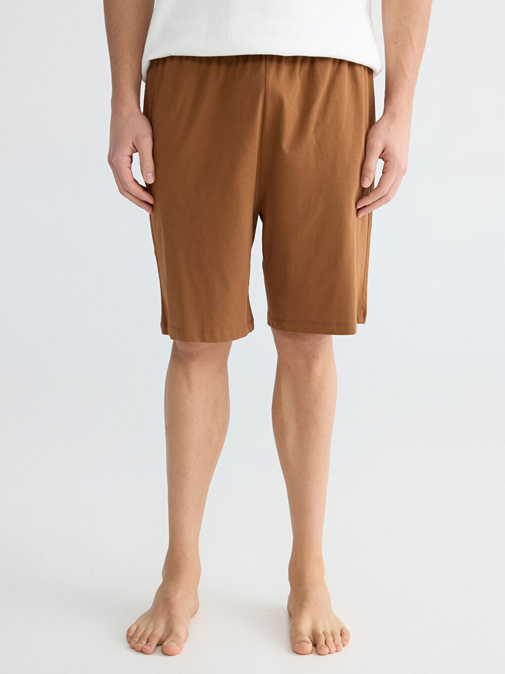 Bej Standart Kalıp Erkek Pijama Alt Şort-1