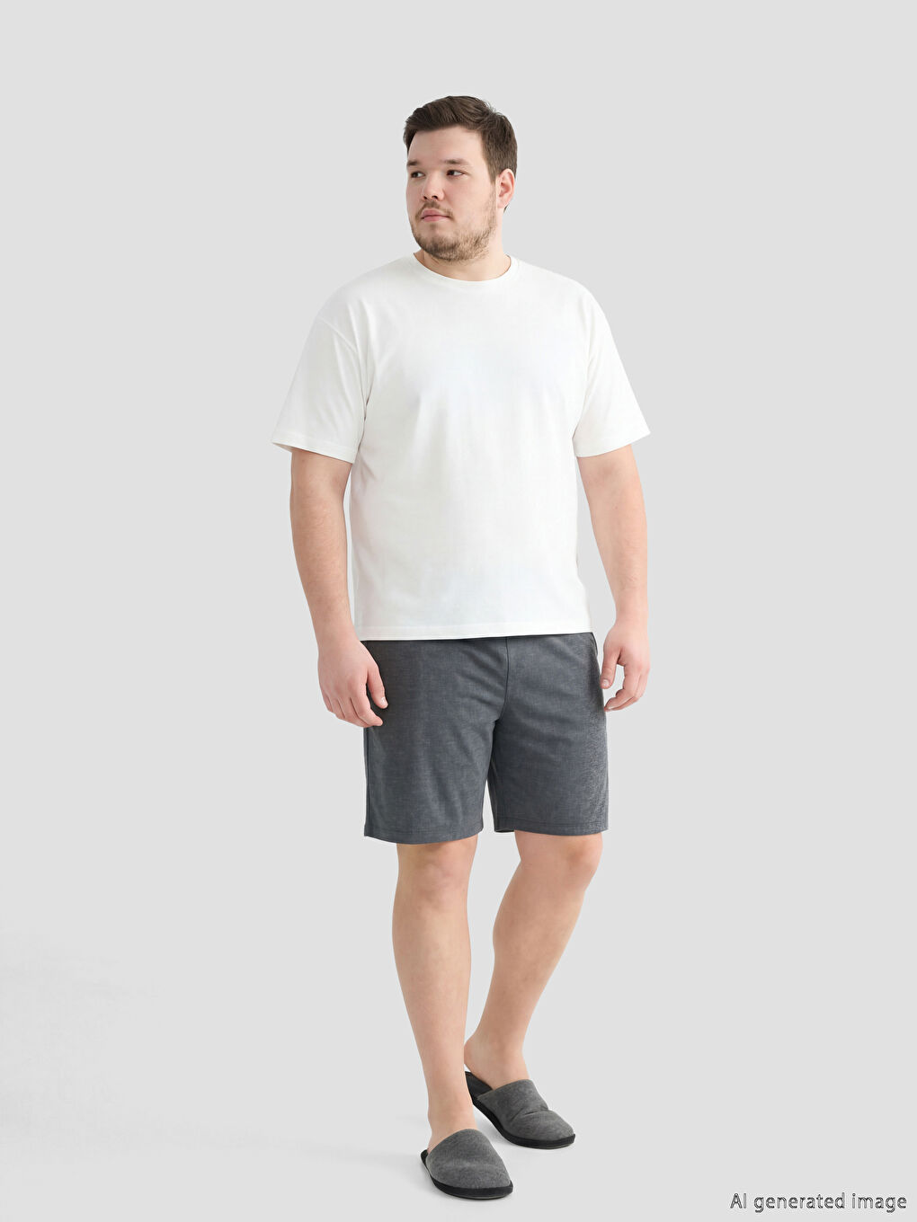 Antrasit Standart Kalıp Erkek Pijama Alt Şort-1