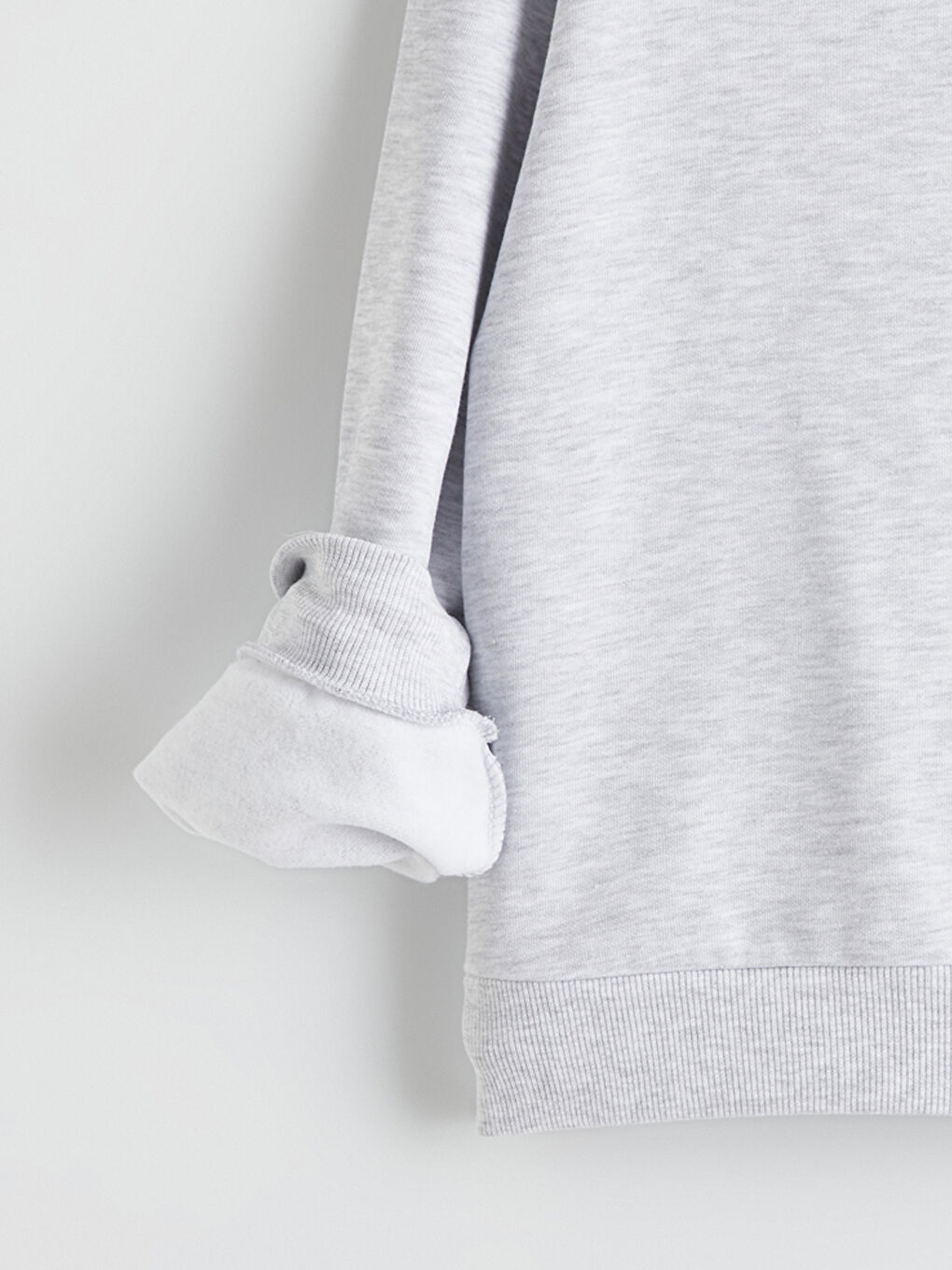 Gri Bisiklet Yaka New York Baskılı Kız Çocuk Kalın Sweatshirt-2