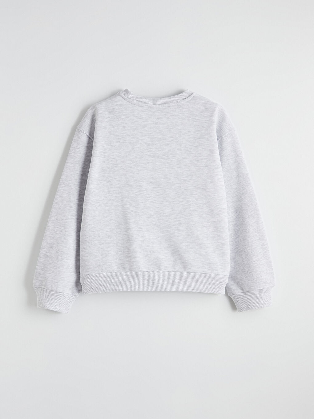 Gri Bisiklet Yaka New York Baskılı Kız Çocuk Kalın Sweatshirt-3