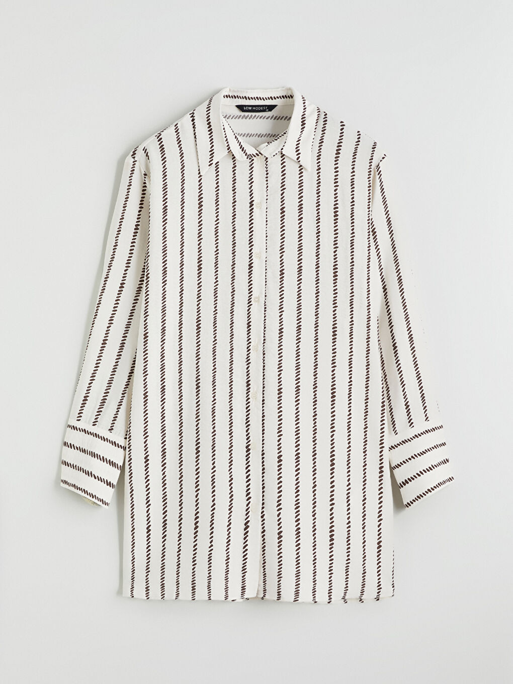 Kahverengi Desenli Kadın Gömlek Tunik-4