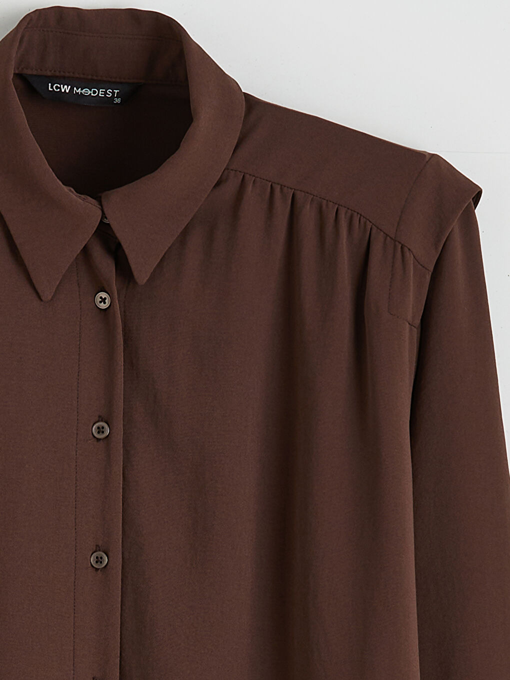 Kahverengi Büzgülü Oversize Kadın Gömlek Tunik-5