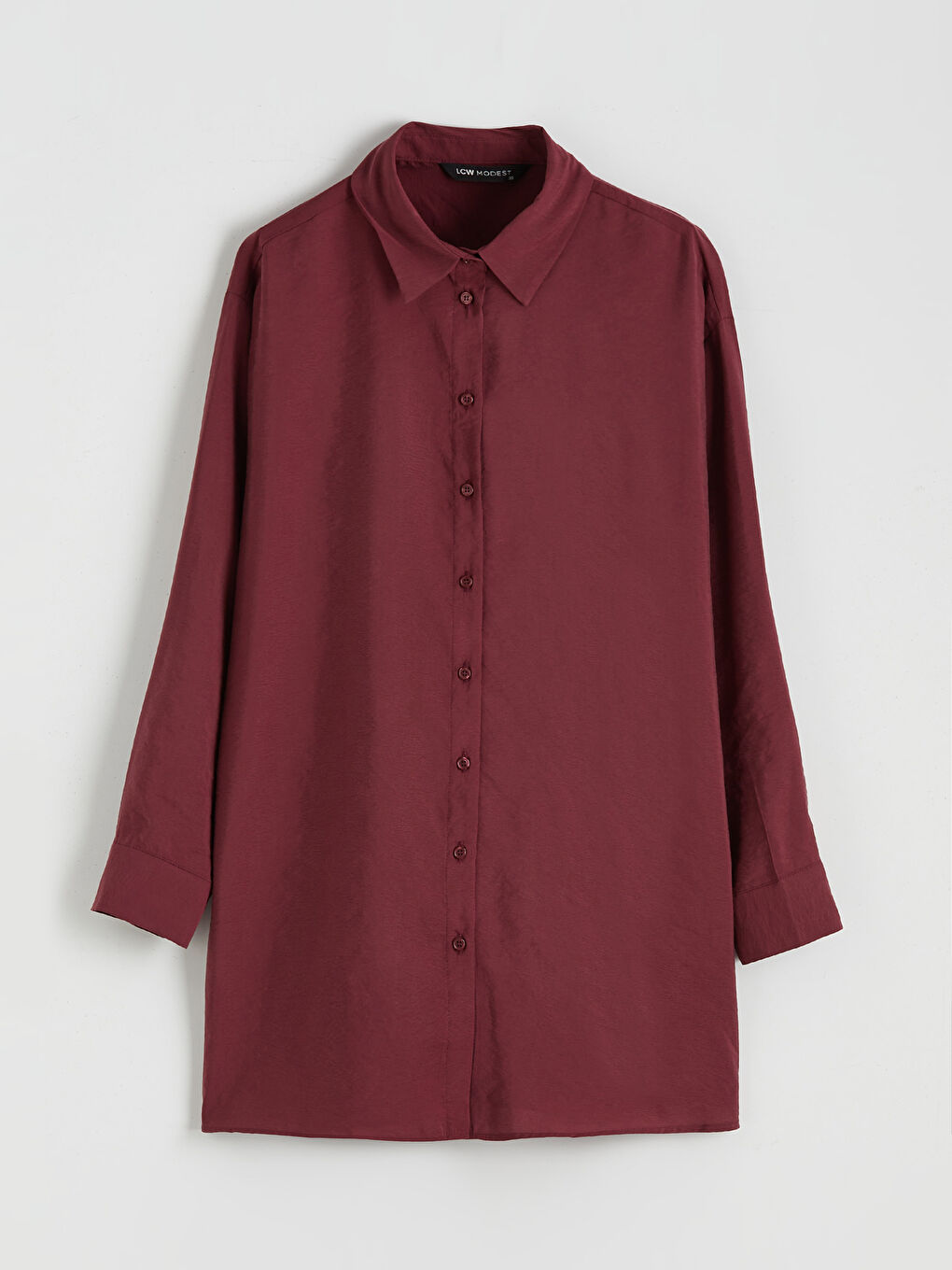 Bordo Oversize Modal Karışımlı Kadın Gömlek Tunik-4