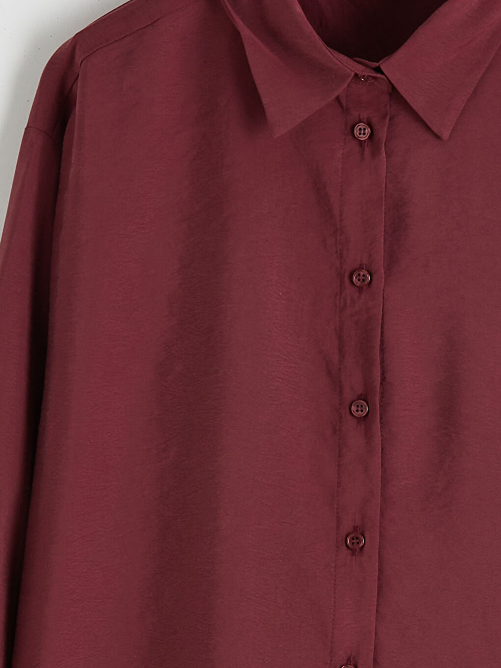 Bordo Oversize Modal Karışımlı Kadın Gömlek Tunik-5