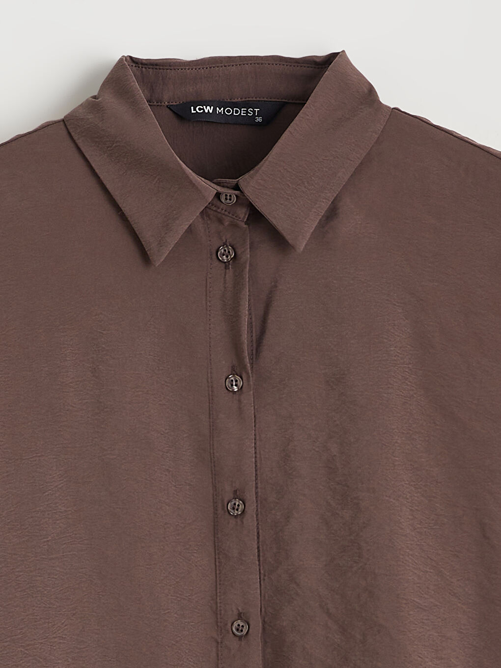 Kahverengi Oversize Modal Karışımlı Kadın Gömlek Tunik-5