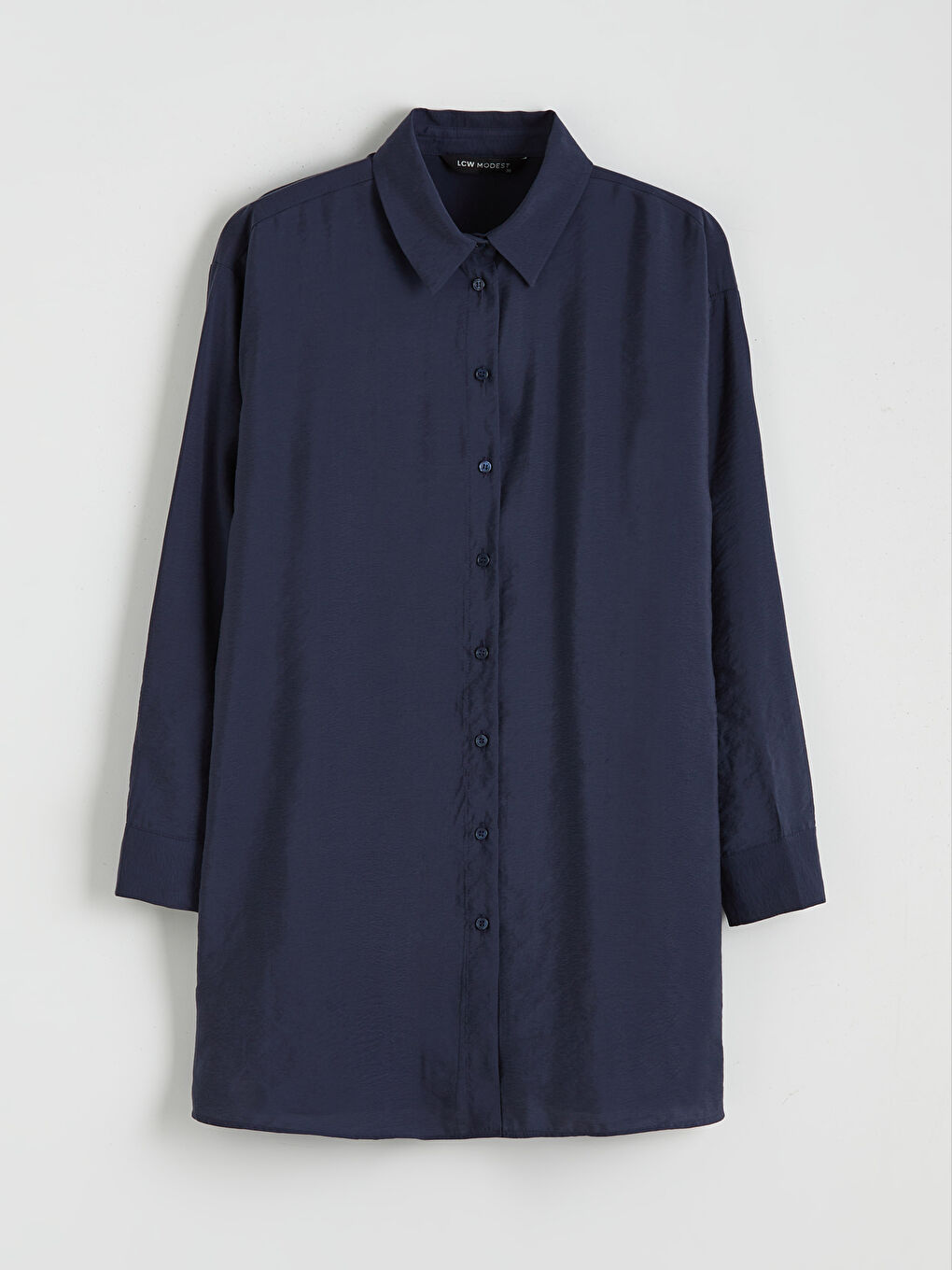 Lacivert Oversize Modal Karışımlı Kadın Gömlek Tunik-4