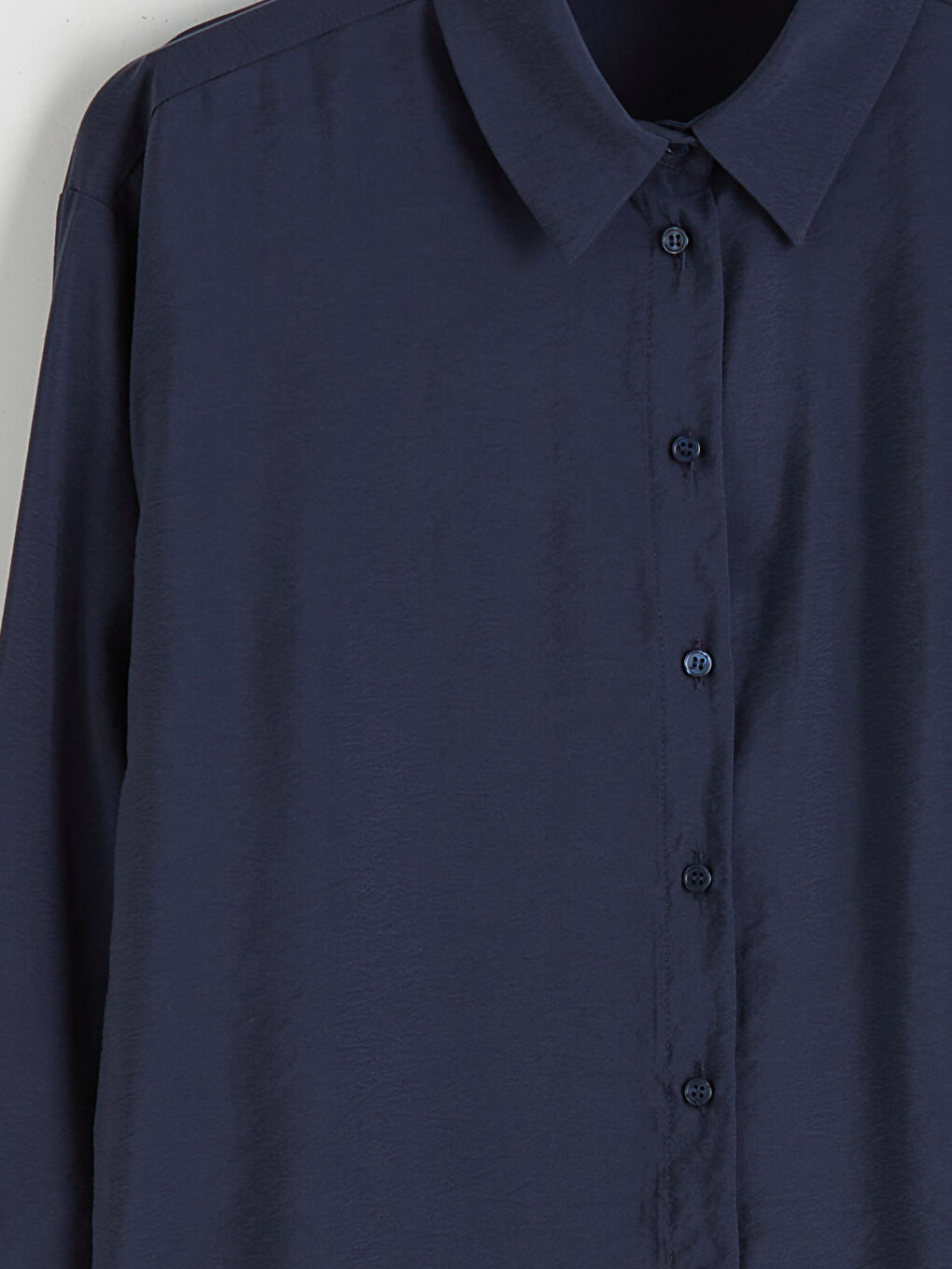 Lacivert Oversize Modal Karışımlı Kadın Gömlek Tunik-5