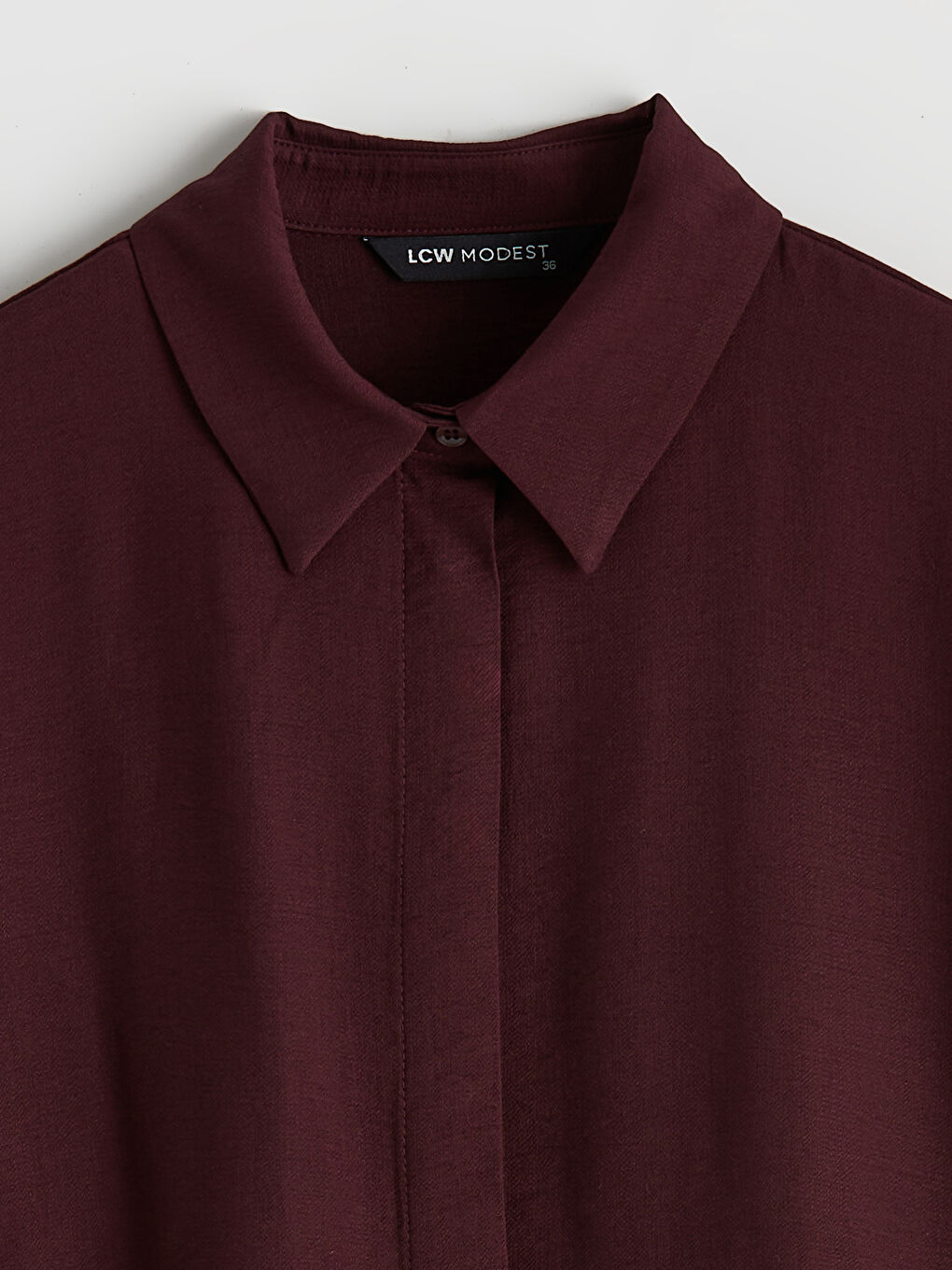 Bordo Bağlama Detaylı Kadın Gömlek Tunik-5