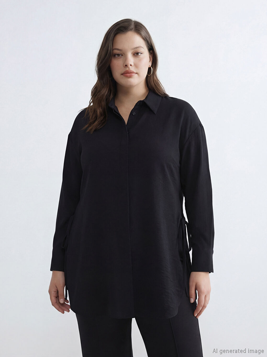 Women's Shirt Tunic with Tie Detail-3