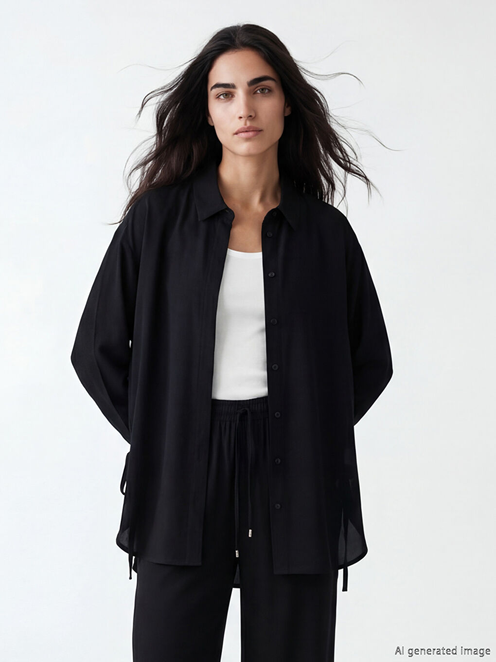 Women's Shirt Tunic with Tie Detail-1