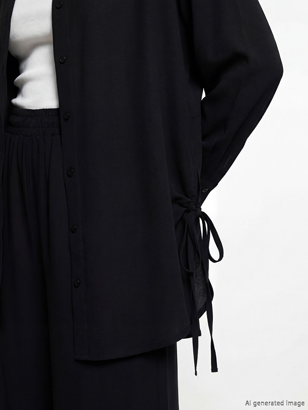 Women's Shirt Tunic with Tie Detail-7