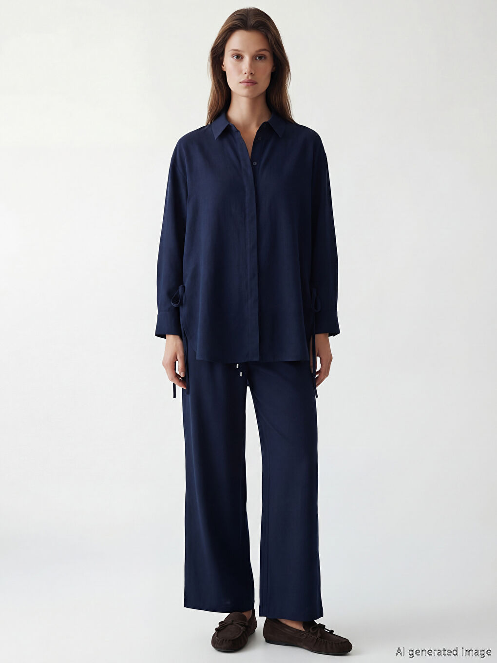 Women's Shirt Tunic with Tie Detail-3