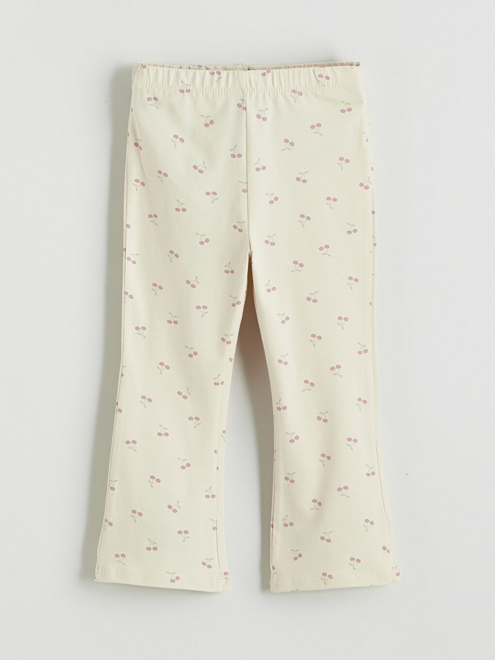 Pembe Kiraz Desenli Kız Çocuk Geniş Paça Tayt