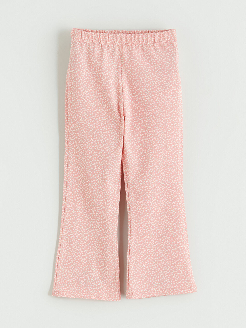 Pembe Çiçek Desenli Kız Çocuk Geniş Paça Tayt-2