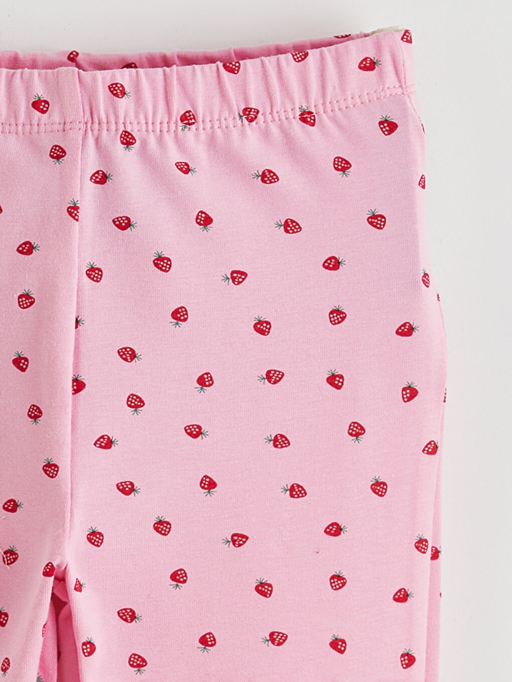 Pembe Çilek Desenli Kız Çocuk Geniş Paça Tayt-1