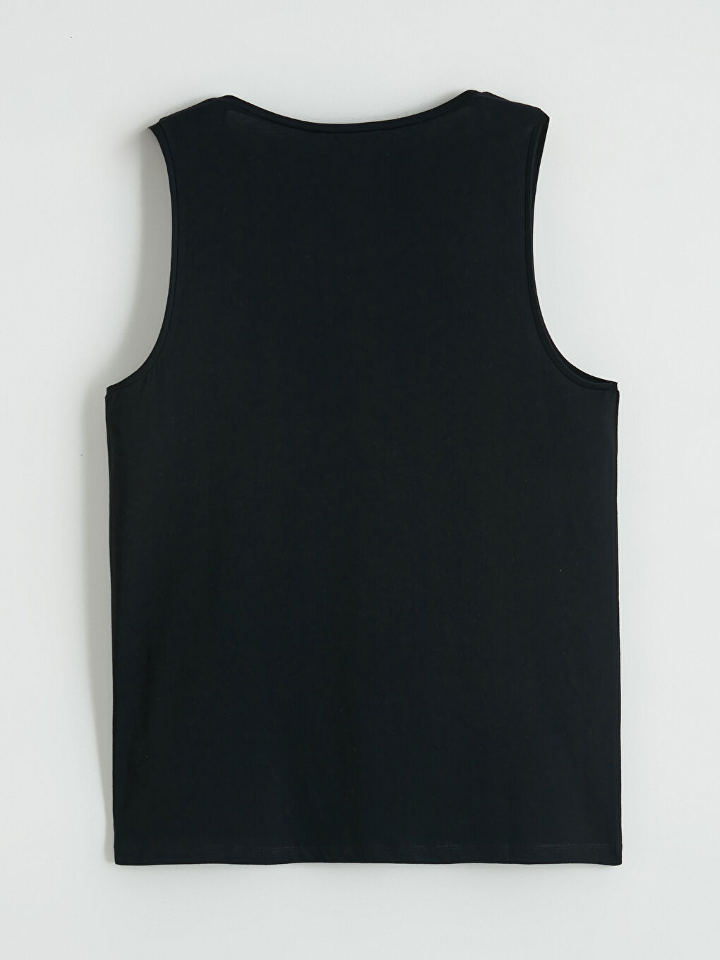 Siyah Bisiklet Yaka Baskılı Erkek Kolsuz Tişört-6