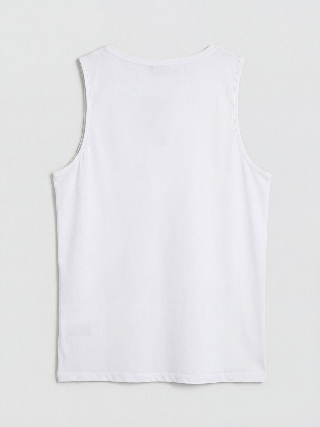 Beyaz Bisiklet Yaka Baskılı Erkek Kolsuz Tişört-5