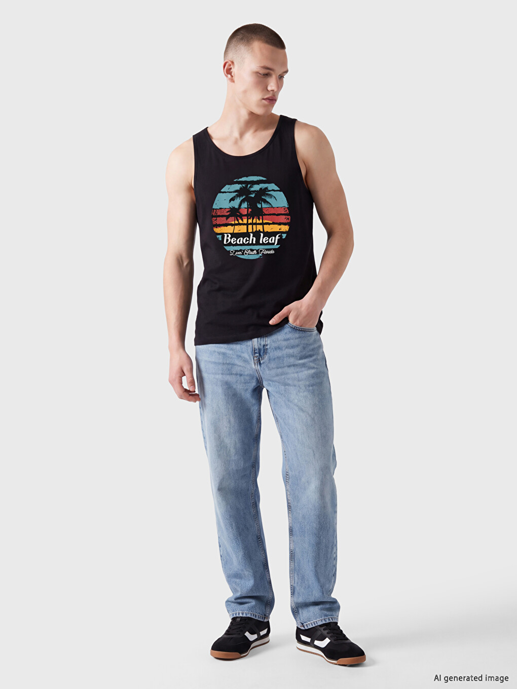Crew Neck Printed Men's Sleeveless T-shirt-1
