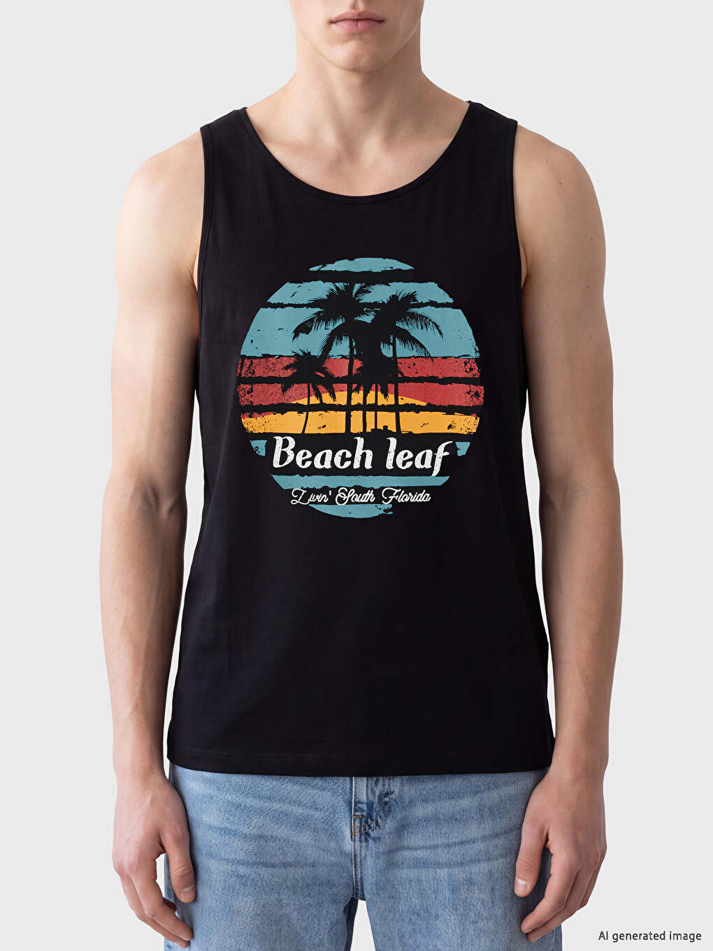 Crew Neck Printed Men's Sleeveless T-shirt-2