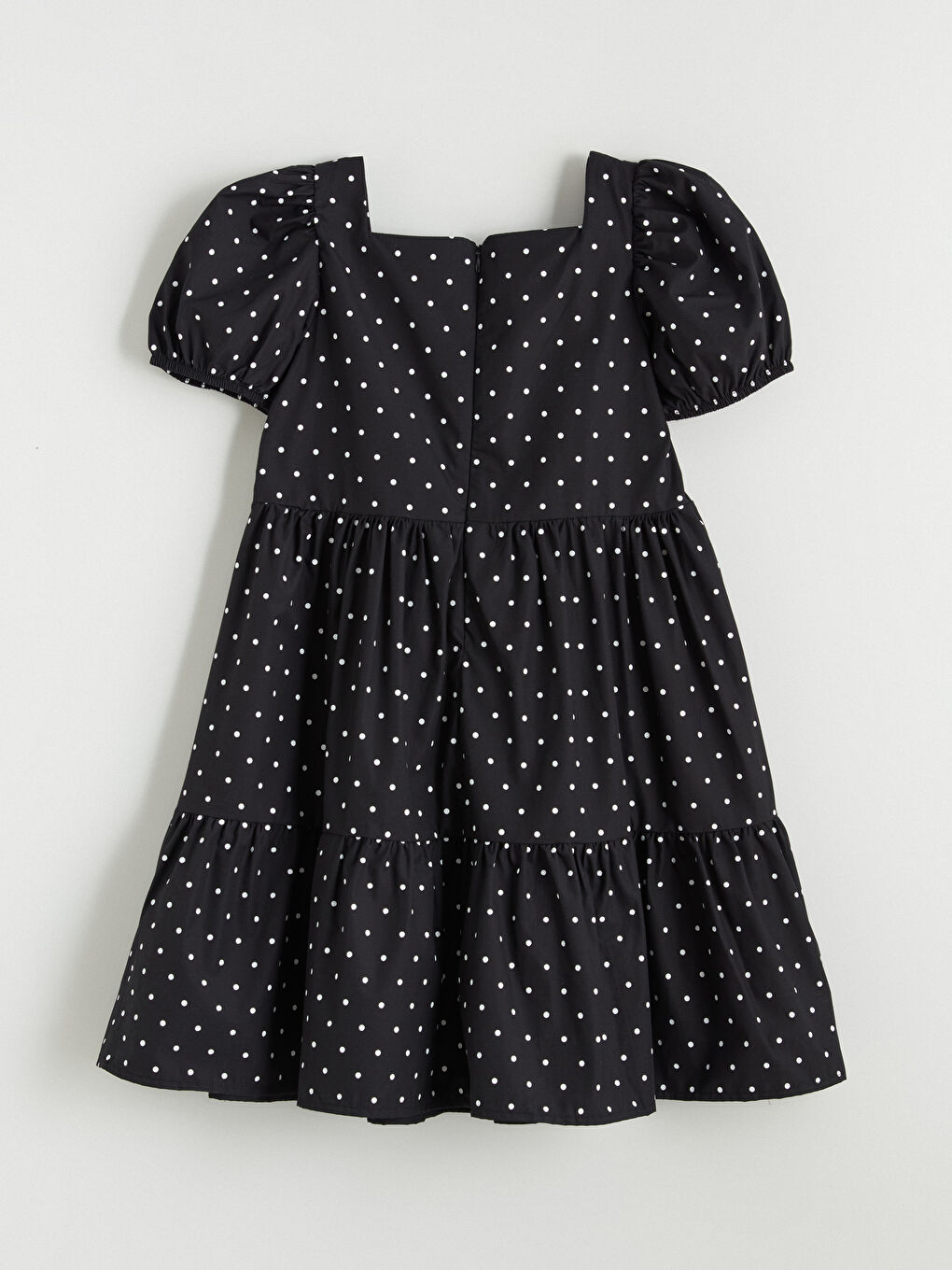 Siyah Kare Yaka Puantiyeli Kız Çocuk Elbise-2