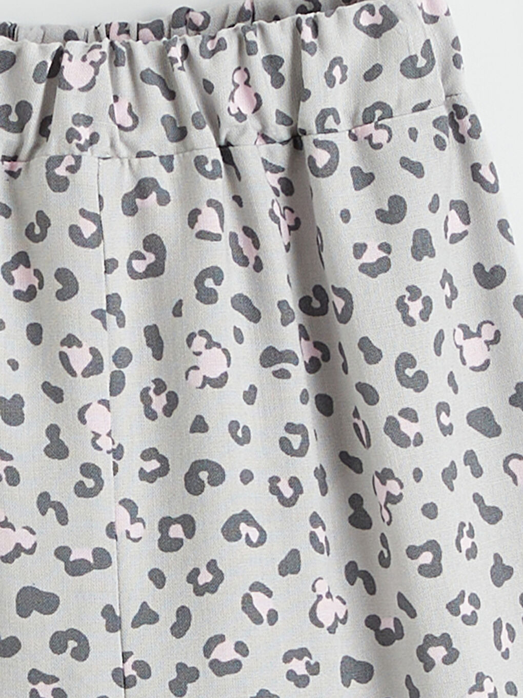 Gri Beli Lastikli Desenli Kız Çocuk Pantolon-1