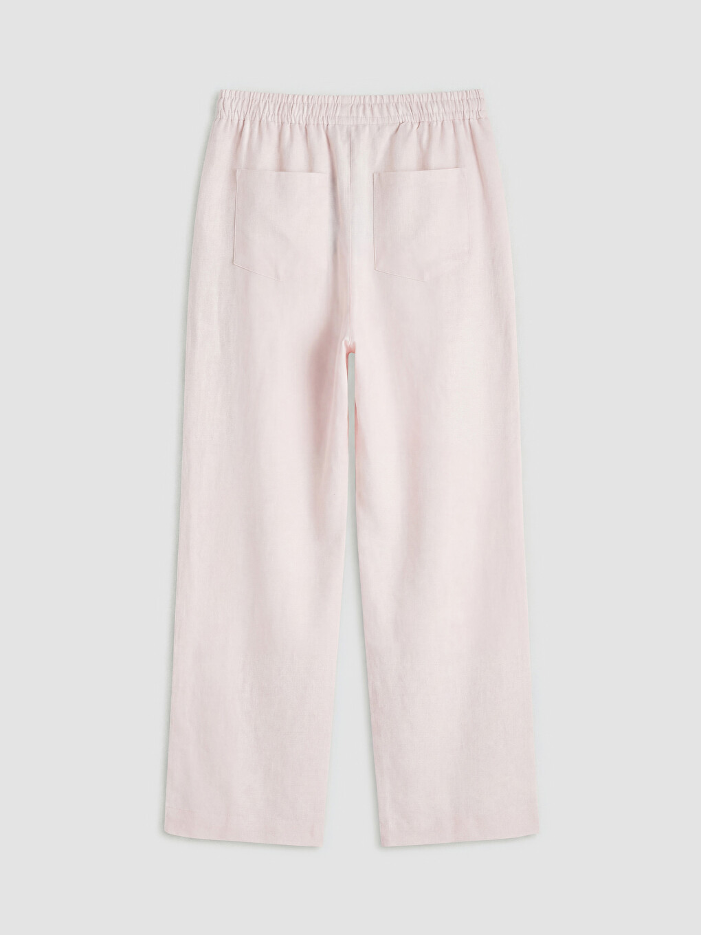 Pembe Beli Lastikli Keten Karışımlı Kadın Pantolon-5