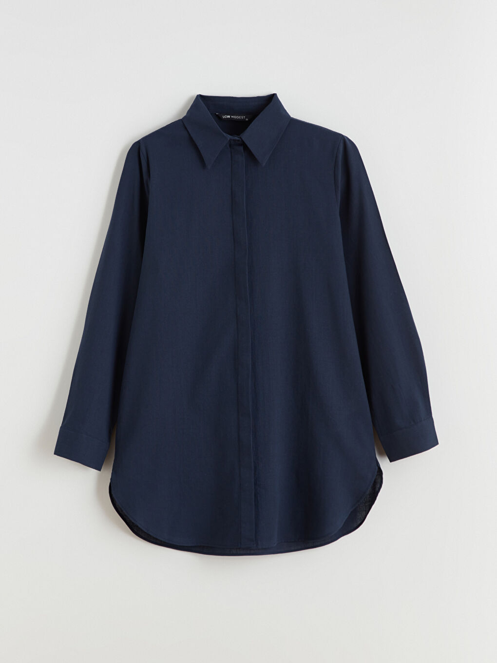 Lacivert Dokulu Kadın Gömlek Tunik-4