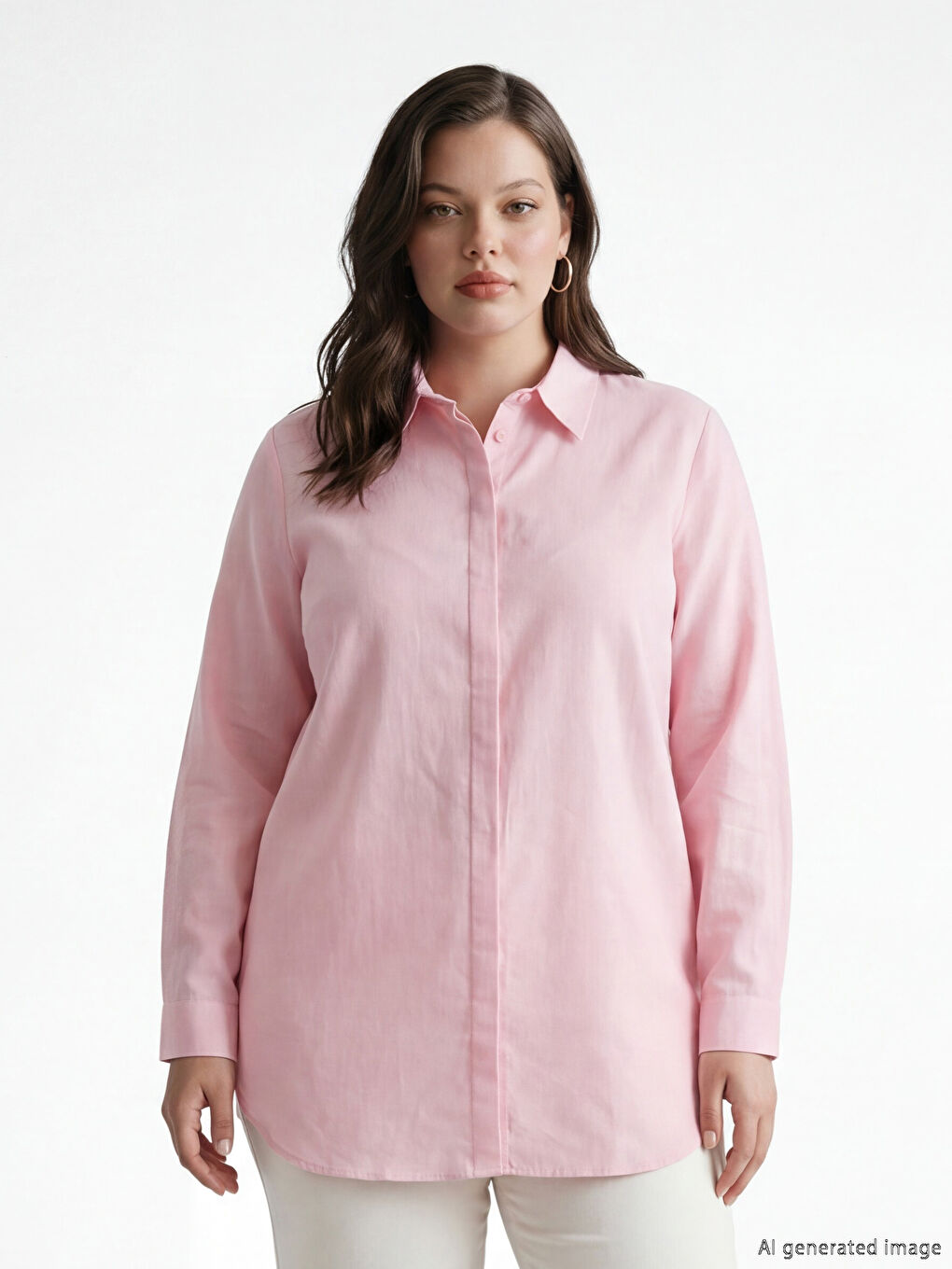 Pembe Dokulu Kadın Gömlek Tunik-1