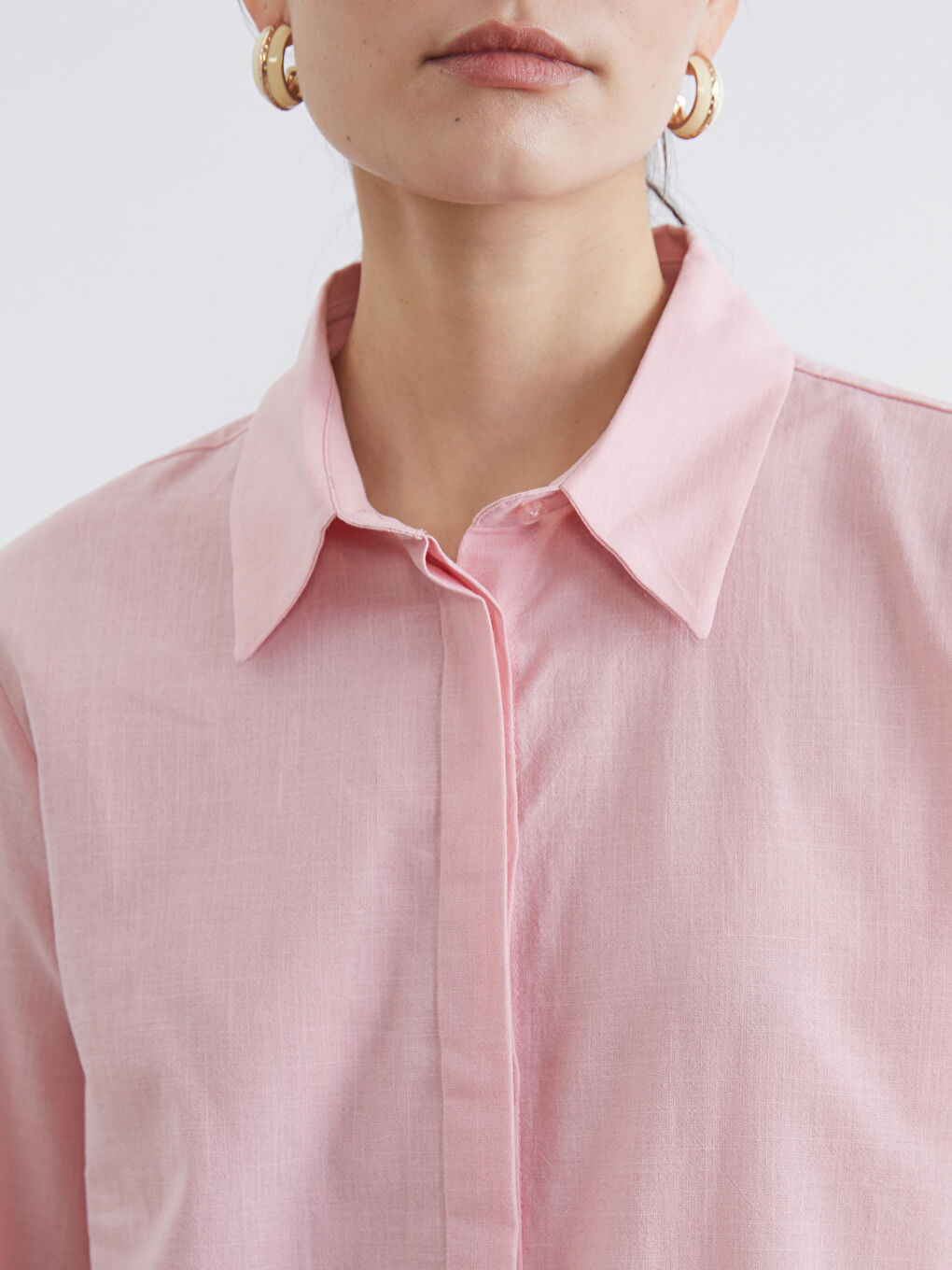 Pembe Dokulu Kadın Gömlek Tunik-2