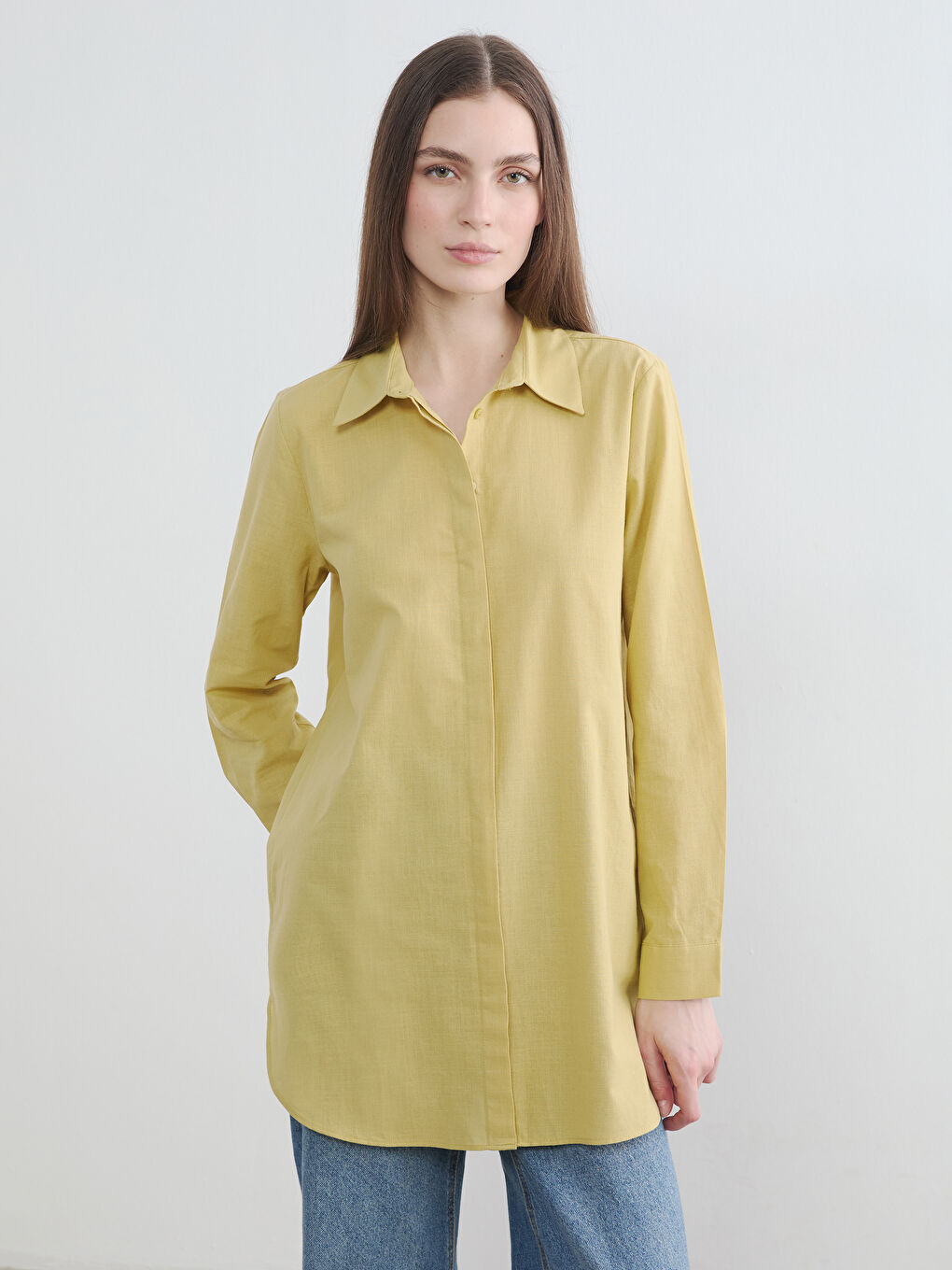 Yeşil Gömlek Yaka Kadın Tunik