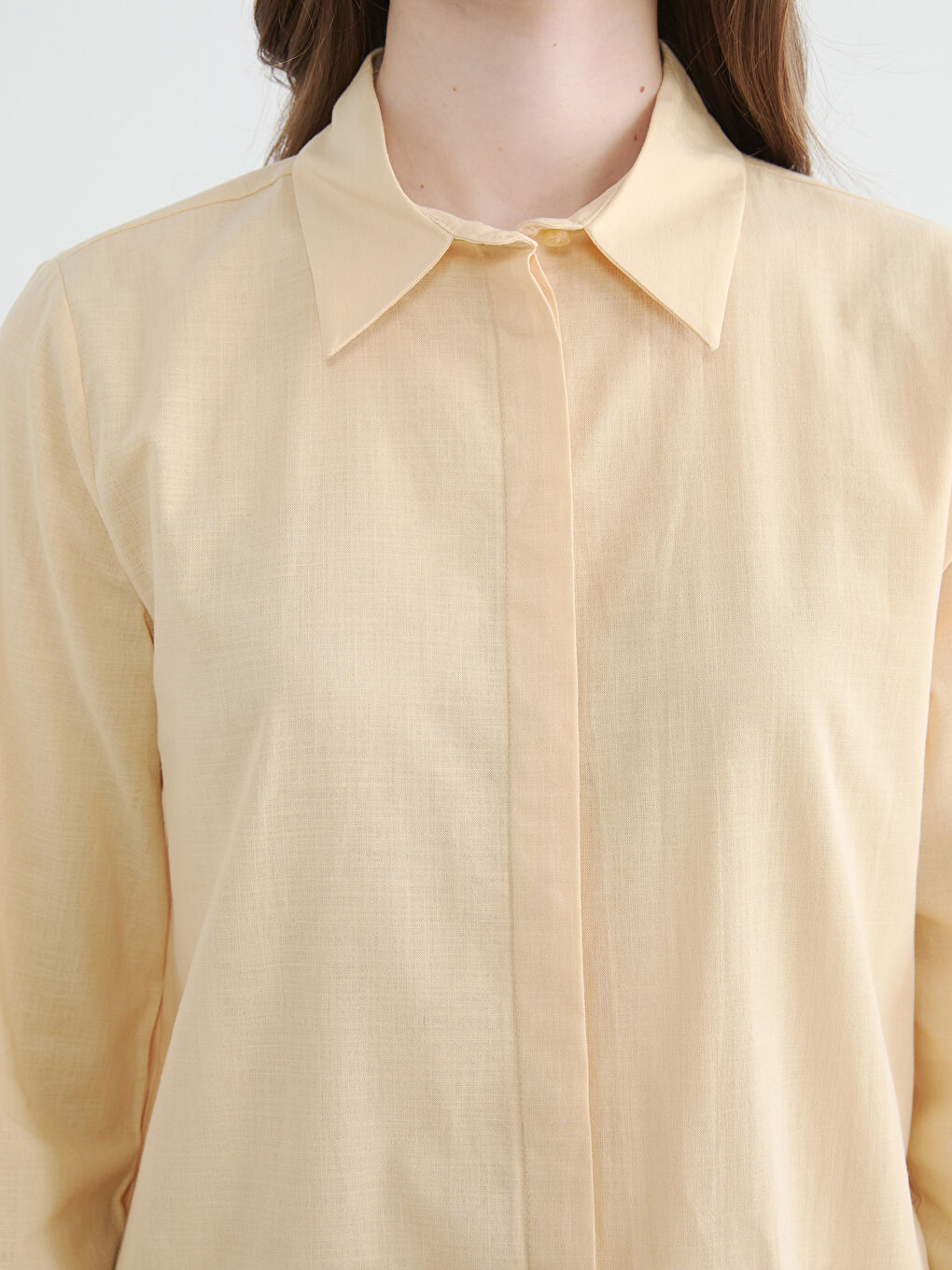 Sarı Dokulu Kadın Gömlek Tunik	-2