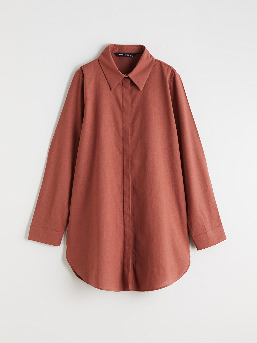 Kahverengi Dokulu Kadın Gömlek Tunik-4